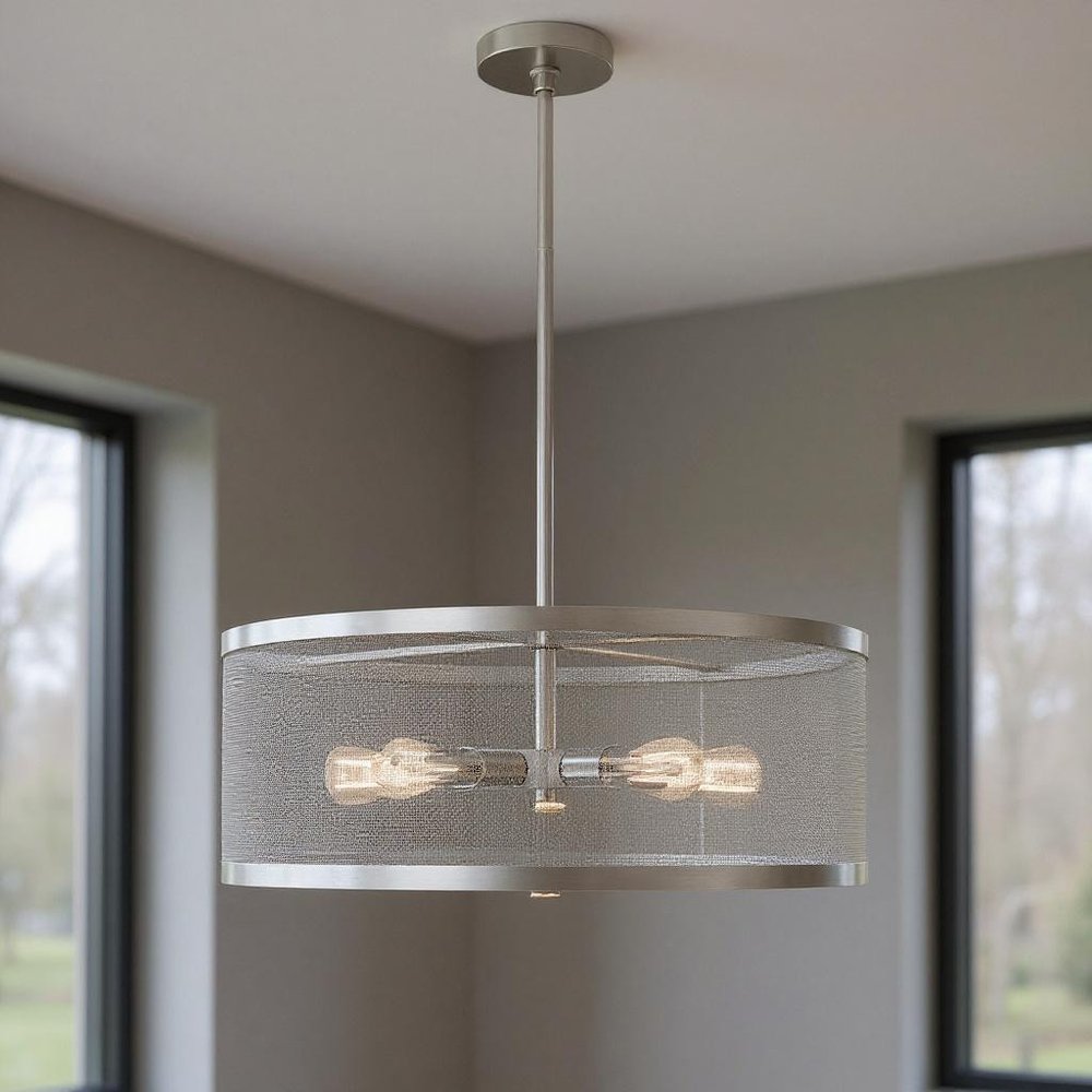 Nickel Five Light Metal Dimmable Chandelier With Shades HomeRoots