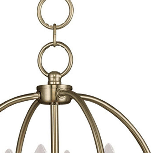 Brass And White Four Light Metal Dimmable Chandelier With Shades HomeRoots