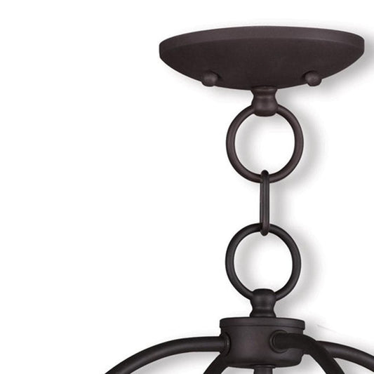 Bronze Four Light Metal Dimmable Chandelier With Shades HomeRoots