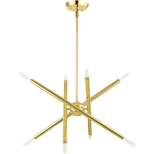 Brass Eight Light Metal Dimmable Chandelier With Shades HomeRoots