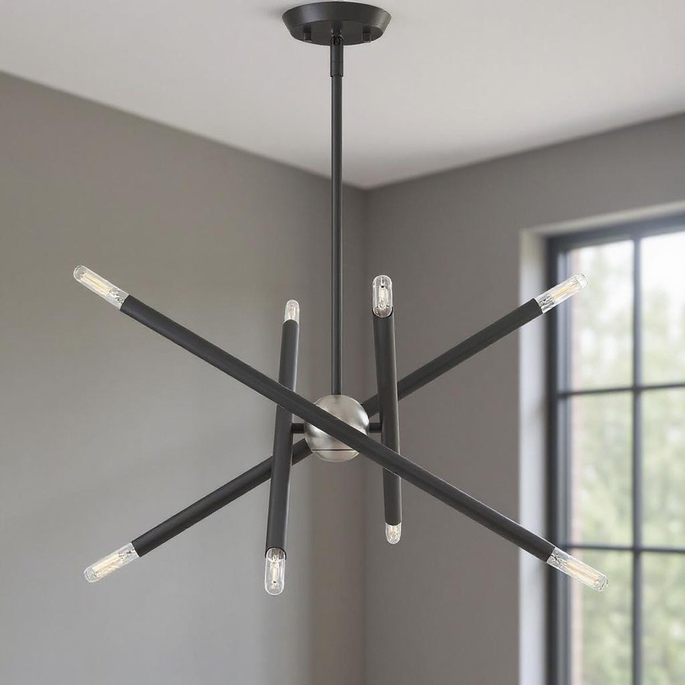 Gray Eight Light Metal Dimmable Chandelier With Shades HomeRoots