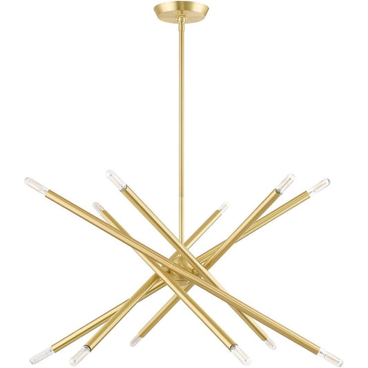 Brass Six Light Metal Dimmable Chandelier With Shades HomeRoots