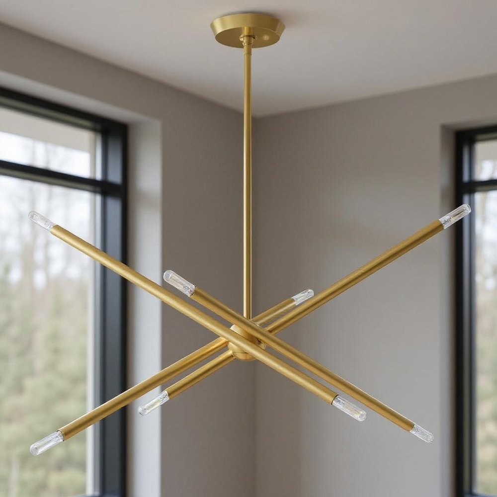 Brass Eight Light Metal Dimmable Chandelier With Shades HomeRoots