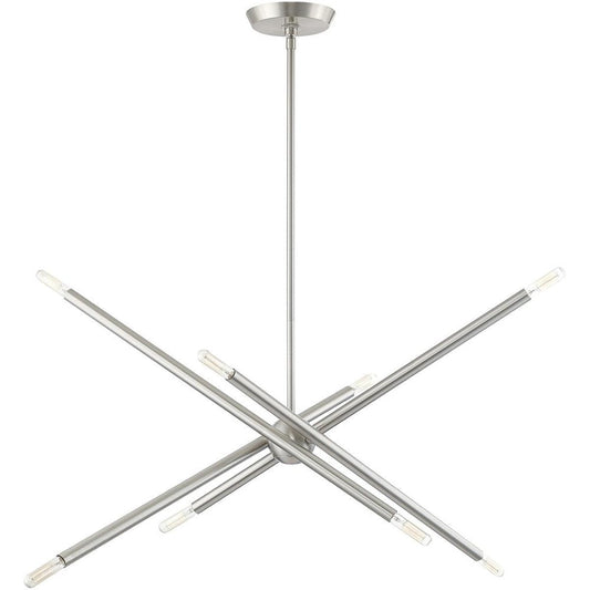 Nickel Eight Light Metal Dimmable Chandelier With Shades HomeRoots