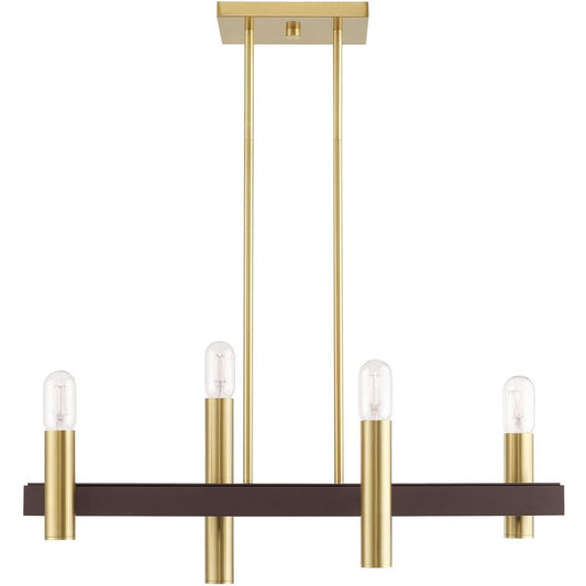 Bronze Four Light Metal Dimmable Chandelier With Shades HomeRoots