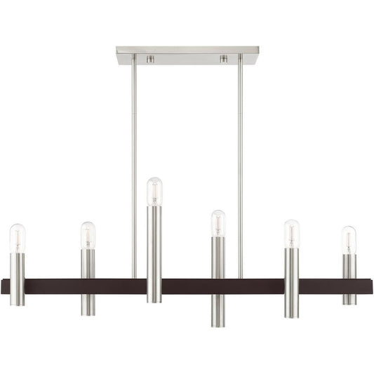 Bronze Six Light Metal Dimmable Chandelier With Shades HomeRoots