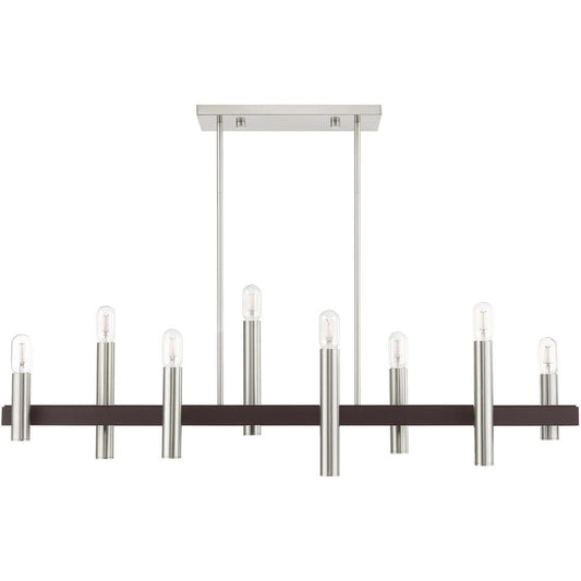 Bronze Eight Light Metal Dimmable Chandelier With Shades HomeRoots