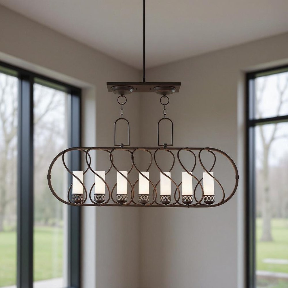 Bronze Seven Light Metal Dimmable Chandelier With Shades HomeRoots