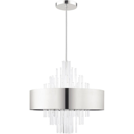 Nickel Ten Light Metal Dimmable Chandelier With Shades HomeRoots