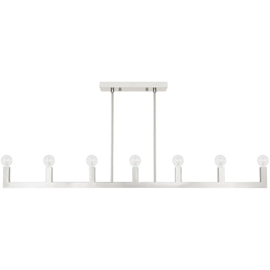 Nickel Seven Light Metal Dimmable Chandelier With Shades HomeRoots