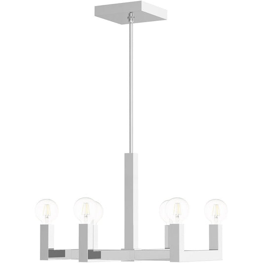 Silver Six Light Metal Dimmable Chandelier With Shades HomeRoots