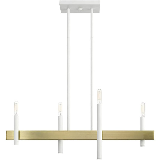 Brass Four Light Metal Dimmable Chandelier With Shades HomeRoots