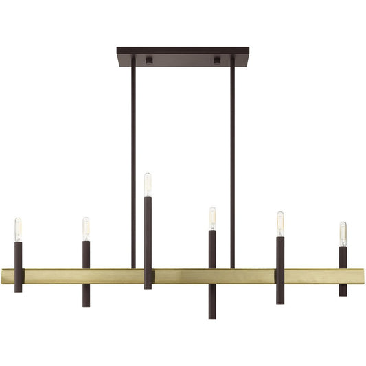 Bronze Six Light Metal Dimmable Chandelier With Shades HomeRoots