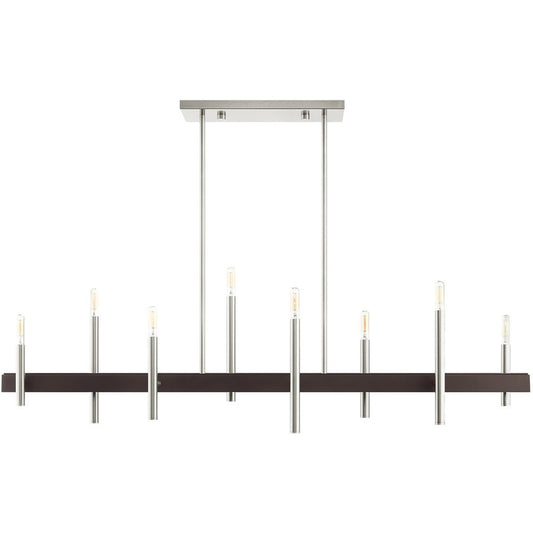 Nickel Eight Light Metal Dimmable Chandelier With Shades HomeRoots