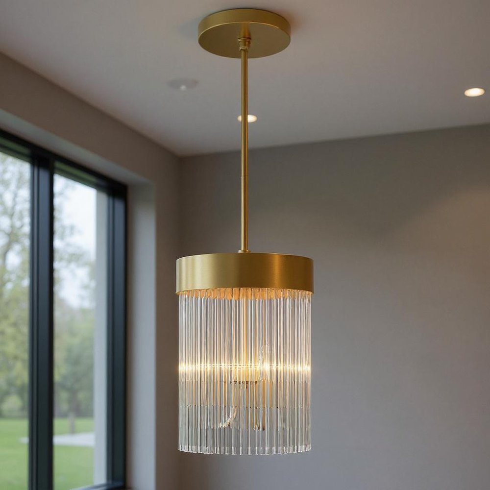 Gold Three Light Metal Dimmable Chandelier With Shades HomeRoots