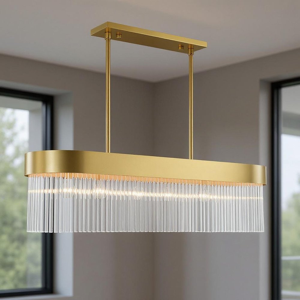 Gold Six Light Metal Dimmable Chandelier With Shades HomeRoots