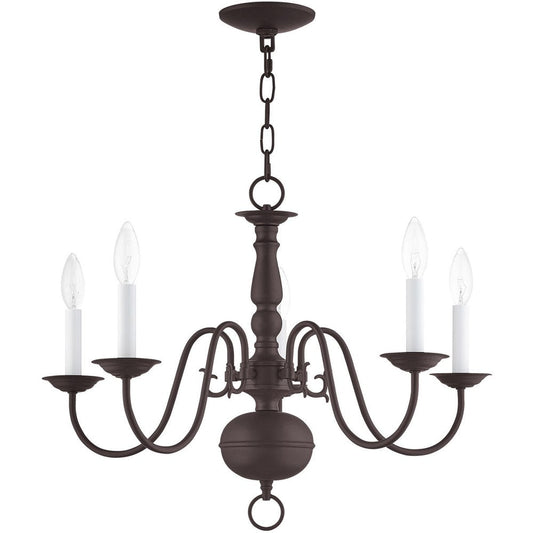 Bronze Five Light Metal Dimmable Chandelier With Shades HomeRoots