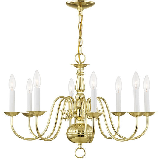 Brass Eight Light Metal Dimmable Chandelier With Shades HomeRoots