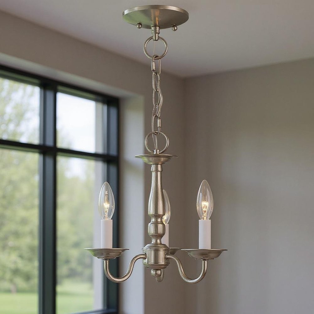Nickel Three Light Metal Dimmable Chandelier With Shades HomeRoots