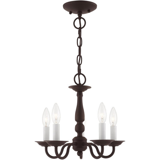 Bronze Five Light Metal Dimmable Chandelier With Shades HomeRoots