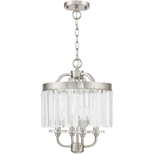 Nickel Four Light Metal Dimmable Chandelier With Shades HomeRoots