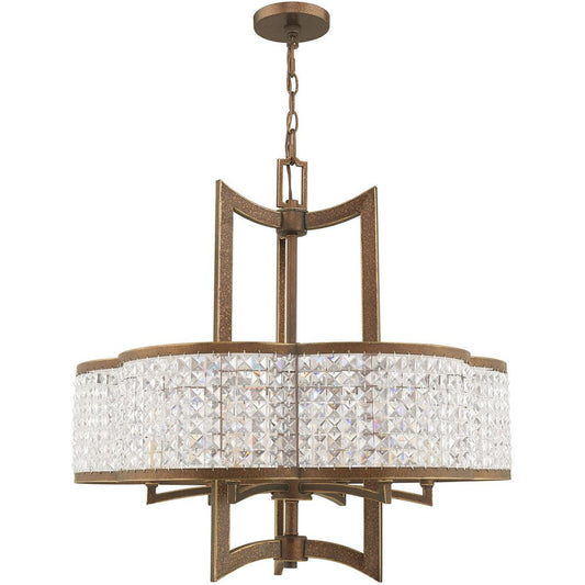 Bronze Six Light Metal Dimmable Chandelier With Shades HomeRoots