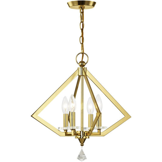 Brass Four Light Metal Dimmable Chandelier With Shades HomeRoots