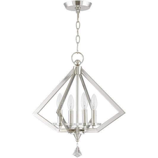 Nickel Four Light Metal Dimmable Chandelier With Shades HomeRoots