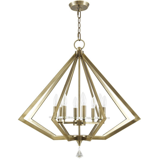Antiqued Brass Eight Light Metal Dimmable Chandelier With Shades HomeRoots