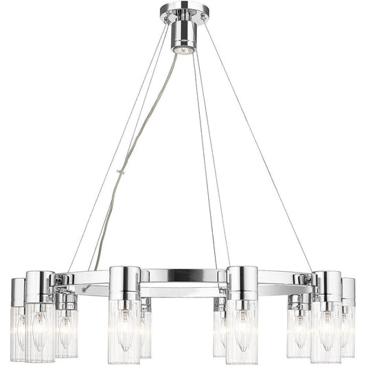 Silver Ten Light Metal Dimmable Chandelier With Shades HomeRoots