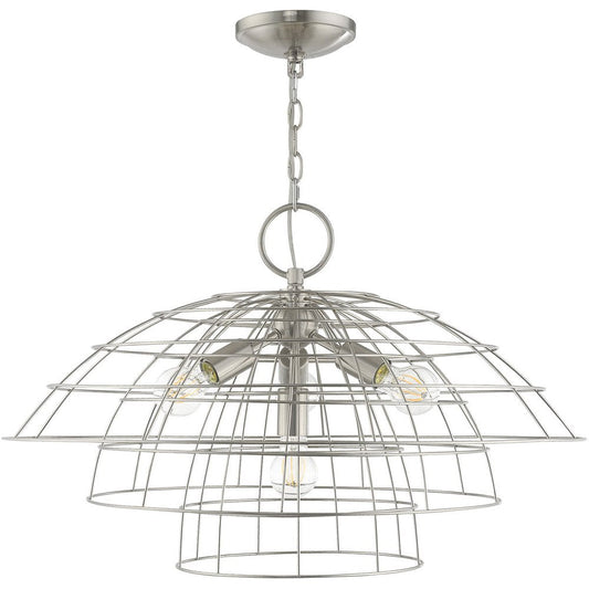Nickel Four Light Metal Dimmable Chandelier With Shades HomeRoots