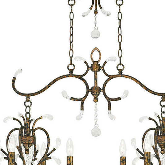 Bronze And Clear Eight Light Metal Dimmable Chandelier With Shades HomeRoots