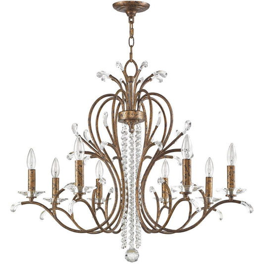 Bronze Eight Light Metal Dimmable Chandelier With Shades HomeRoots