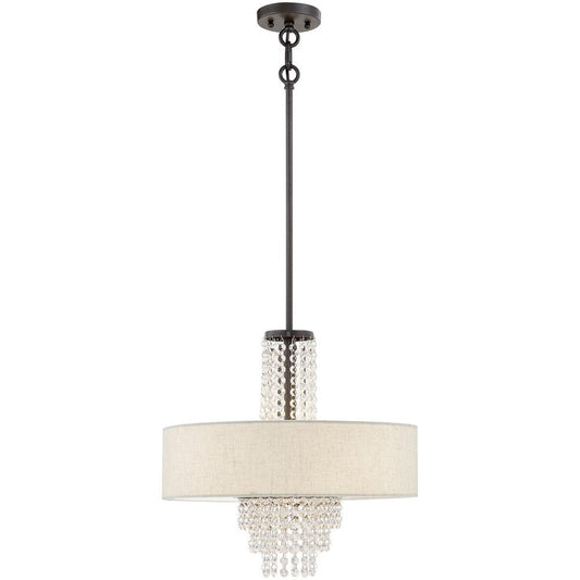 Bronze Four Light Metal Dimmable Chandelier With Shades HomeRoots
