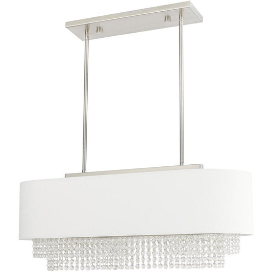 Nickel Three Light Metal Dimmable Chandelier With Shades HomeRoots