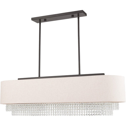 Bronze Five Light Metal Dimmable Chandelier With Shades HomeRoots