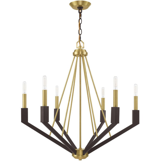 Bronze Six Light Metal Dimmable Chandelier With Shades HomeRoots