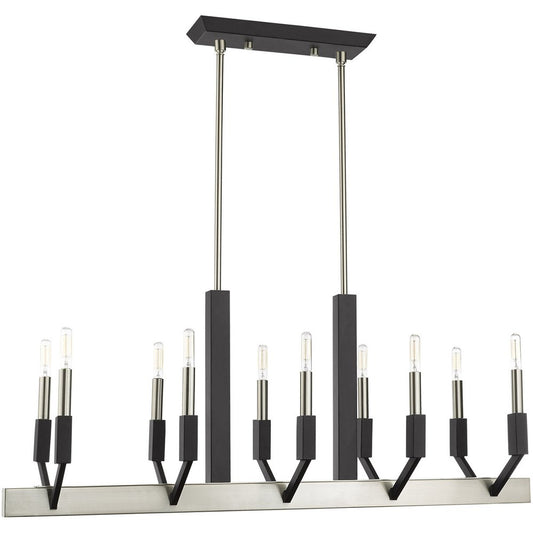 Nickel Ten Light Metal Dimmable Chandelier With Shades HomeRoots