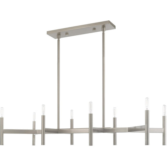 Nickel Eight Light Metal Dimmable Chandelier With Shades HomeRoots