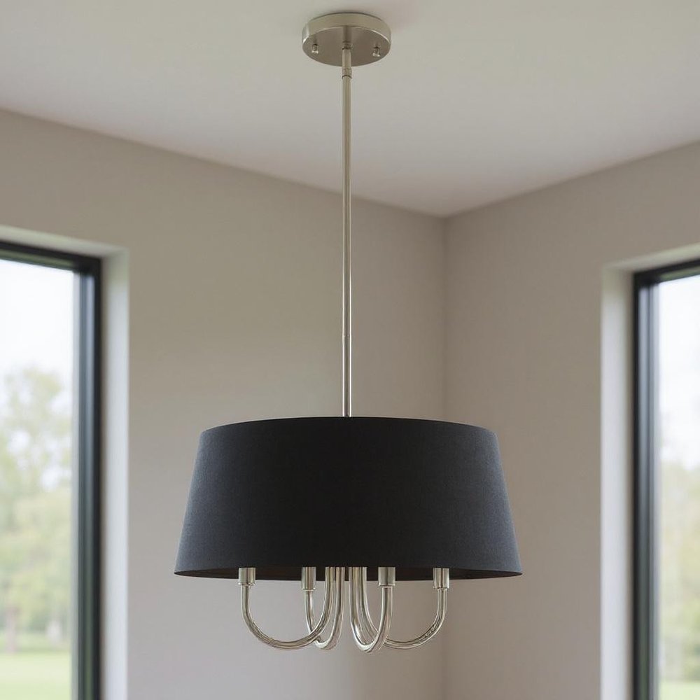 Nickel Four Light Metal Dimmable Chandelier With Shades HomeRoots