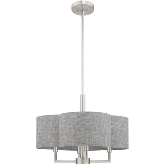 Nickel Four Light Metal Dimmable Chandelier With Shades HomeRoots