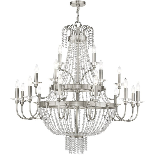 Nickel Multi Light Metal Dimmable Chandelier With Shades HomeRoots