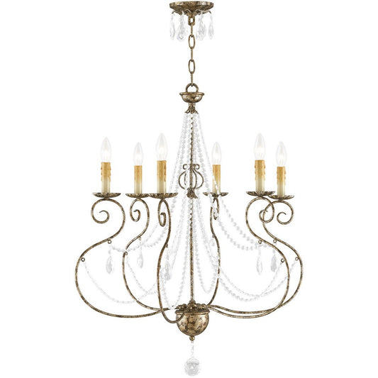 Bronze Six Light Metal Dimmable Chandelier With Shades HomeRoots