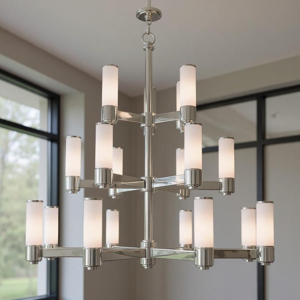 Nickel Multi Light Metal Dimmable Chandelier With Shades HomeRoots
