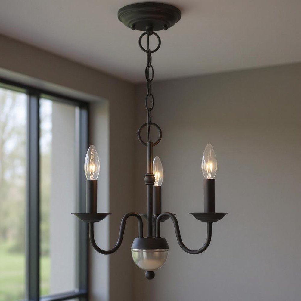 Black Three Light Metal Dimmable Chandelier With Shades HomeRoots
