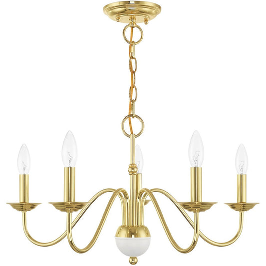 Brass Five Light Metal Dimmable Chandelier With Shades HomeRoots