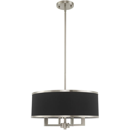 Nickel Four Light Metal Dimmable Chandelier With Shades HomeRoots