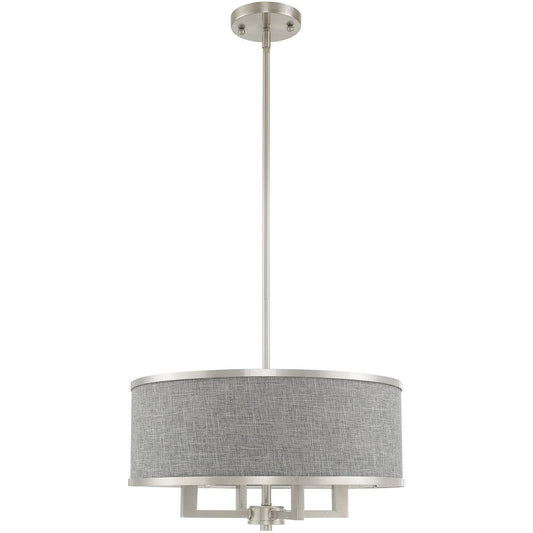 Nickel Four Light Metal Dimmable Chandelier With Shades HomeRoots