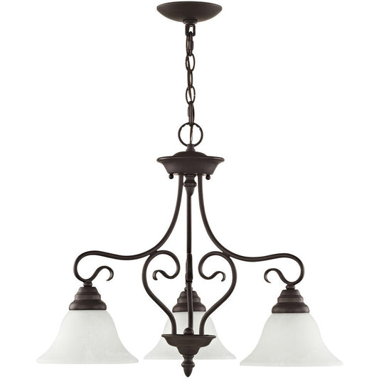Bronze Three Light Metal Dimmable Chandelier With Shades HomeRoots