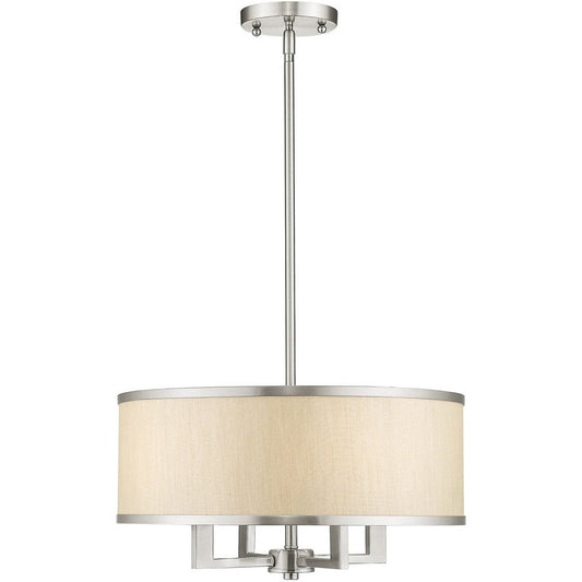 Nickel Four Light Metal Dimmable Chandelier With Shades HomeRoots